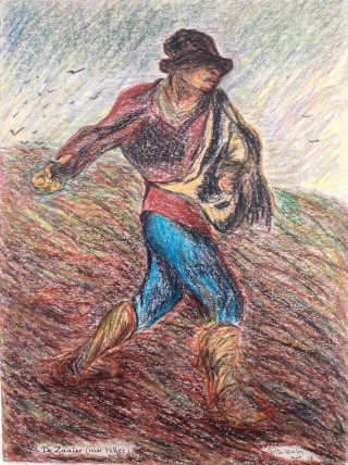 De Zaaier          32 x 24 cm Wasco krijt.JPG
